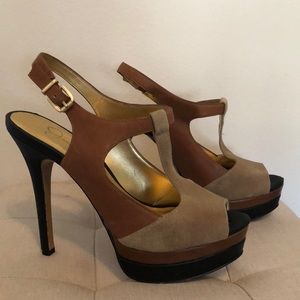 Jessica Simpson Black and Brown Stiletto Heels